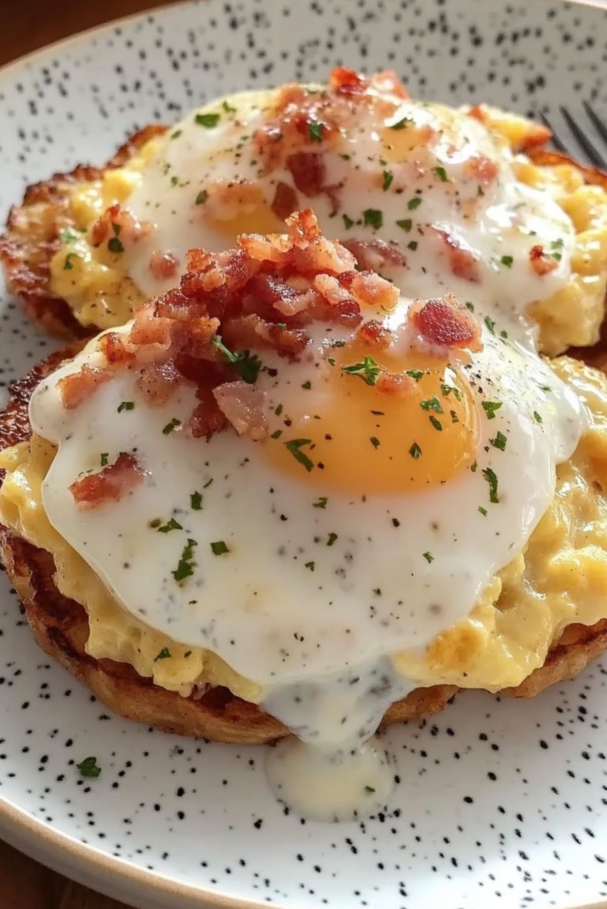 Egg Topped Hash Browns with Bacon Gravy