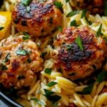 Zesty Lemon Orzo with Greek-Style Chicken Meatballs