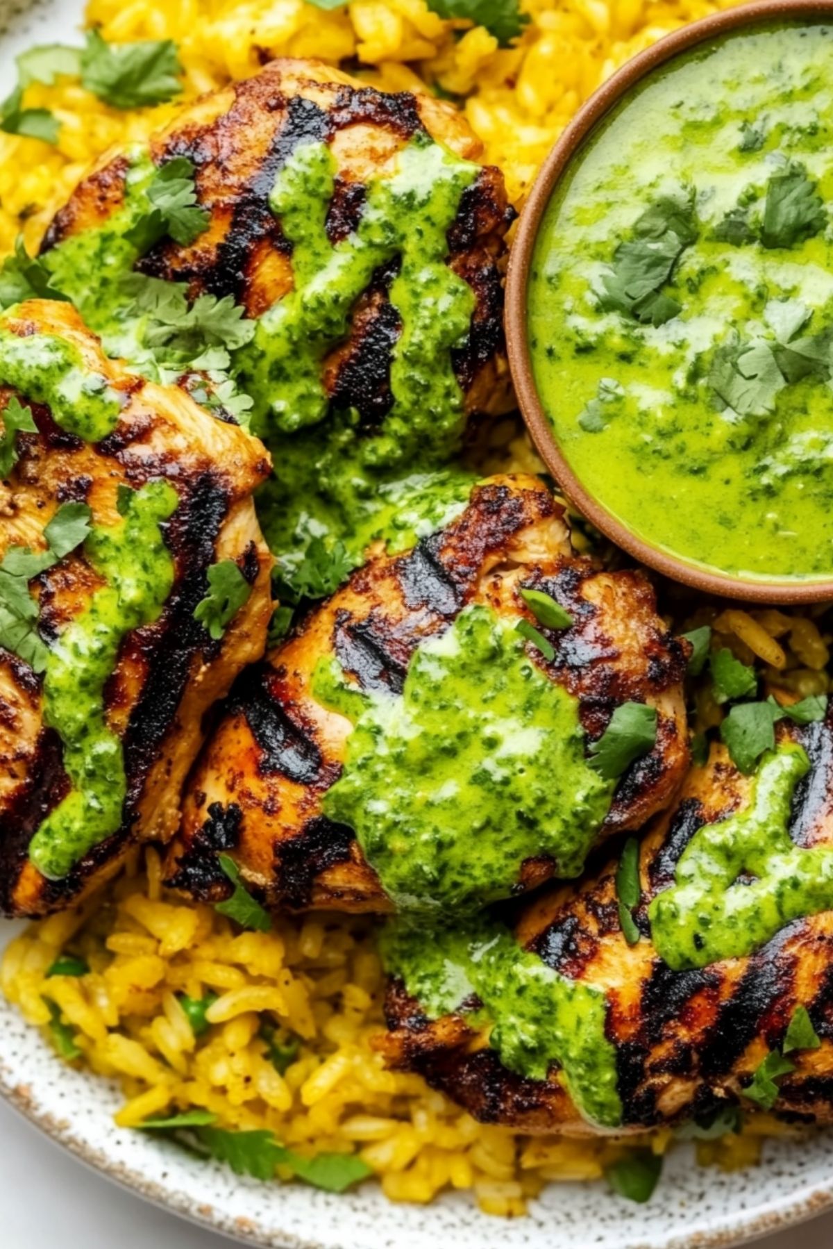 Peruvian Chicken & Rice with Green Sauce