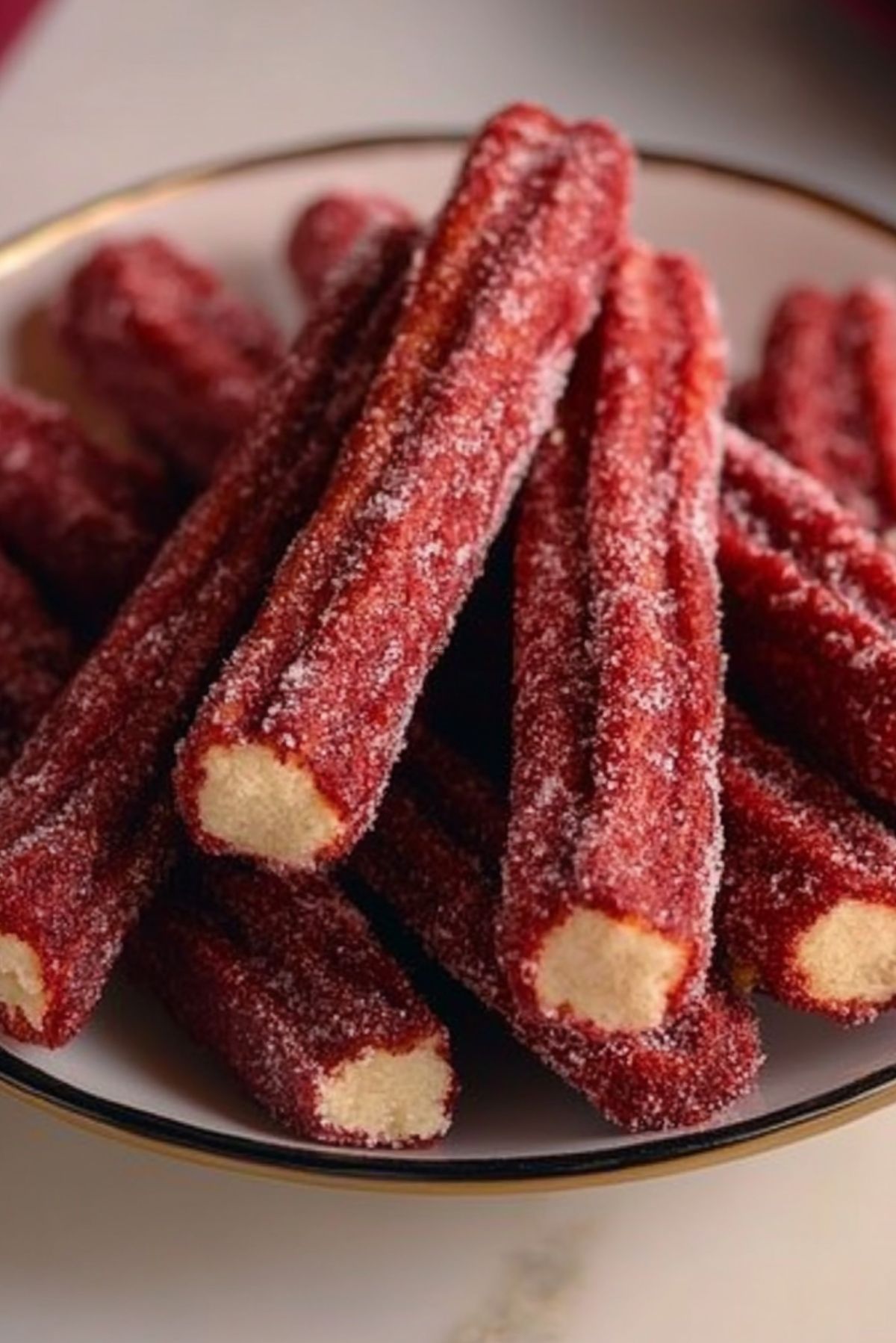 Eggless Red Velvet Churros