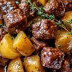 Slow Cooker Garlic Butter Beef Bites & Potatoes