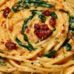 Spaghetti & Spinach with Sun-Dried Tomato Cream Sauce