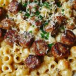 Garlic Butter Sausage Bites with Creamy Parmesan Pasta