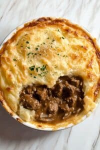 Beef Stroganoff Cottage Pie with Crispy Parmesan Topping