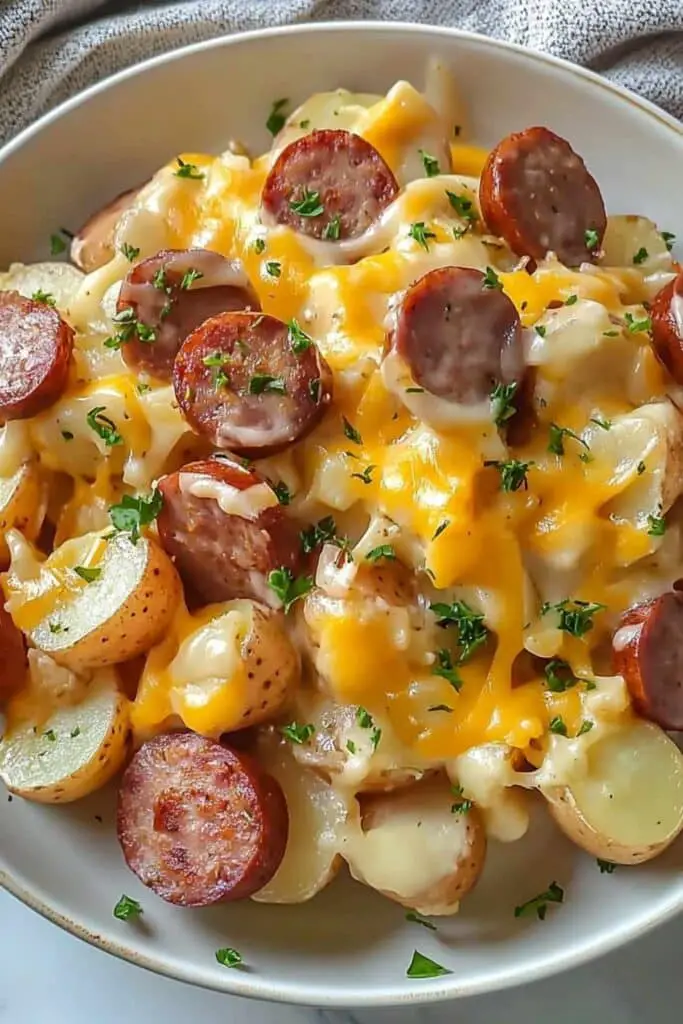 Cheesy Ranch Potatoes and Smoked Sausage 4 Cheesy Ranch Potatoes and Smoked Sausage
