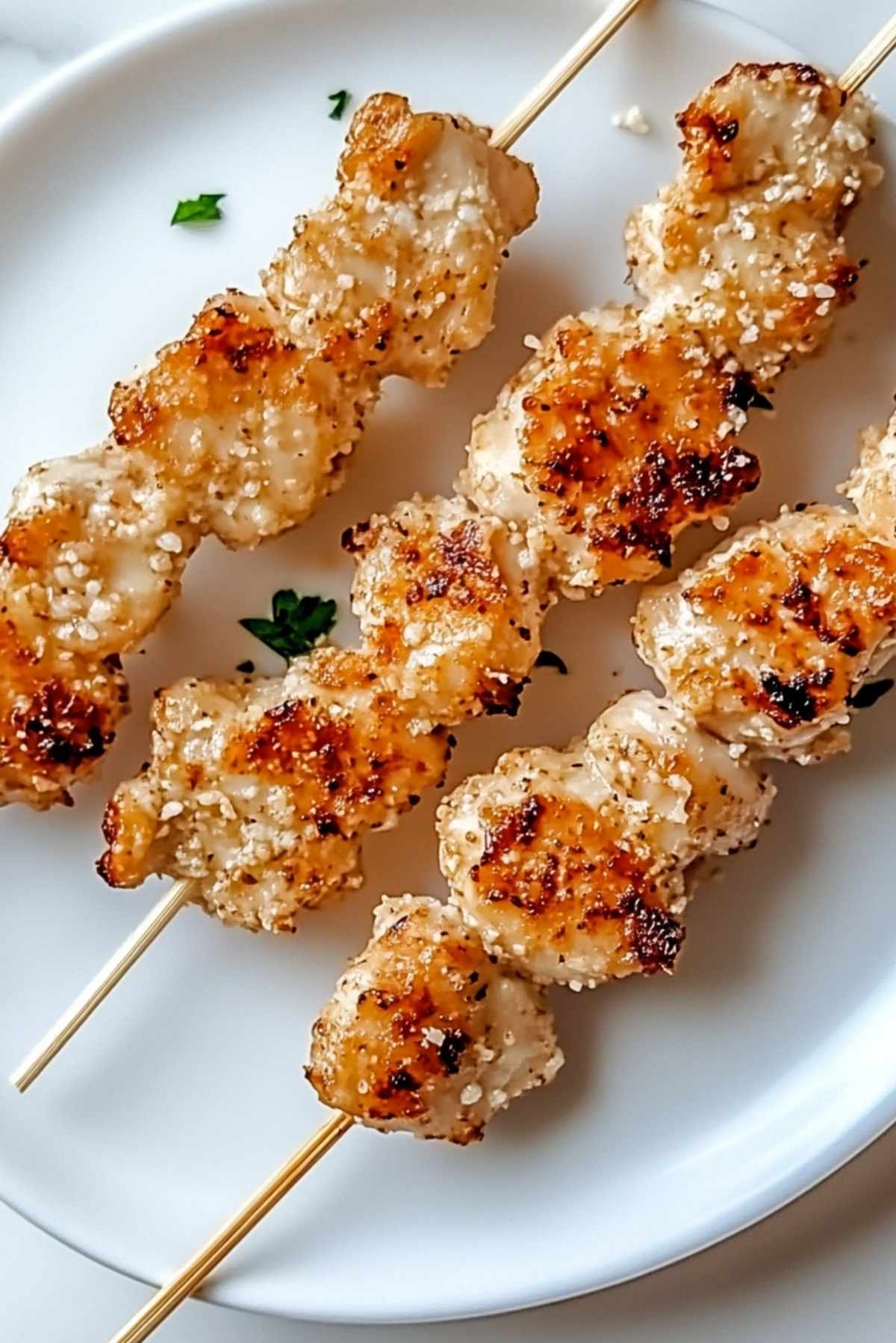 Air Fryer Garlic Parmesan Chicken Skewers