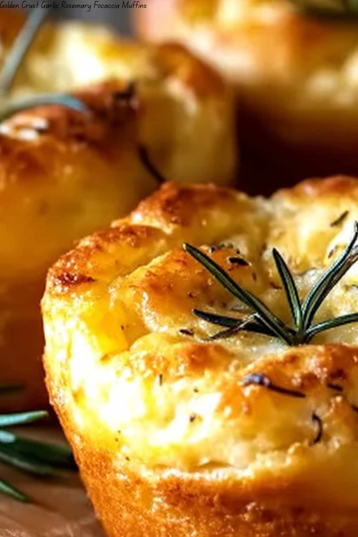 Golden Crust Garlic Rosemary Focaccia Muffins