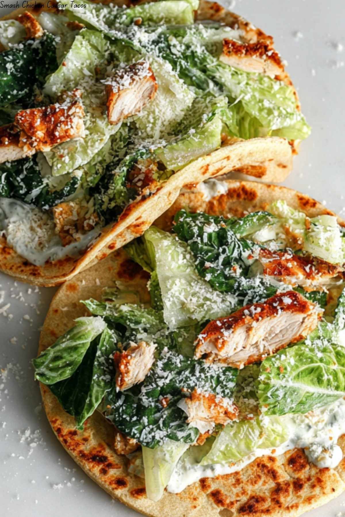Smash Chicken Caesar Tacos