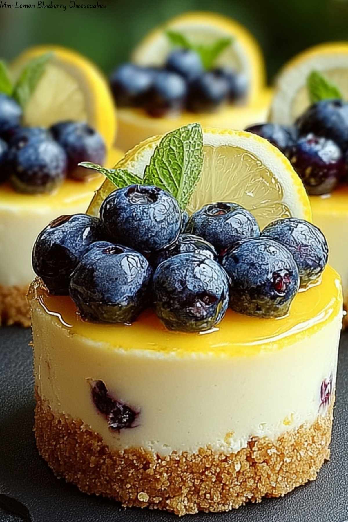 Mini Lemon Blueberry Cheesecakes