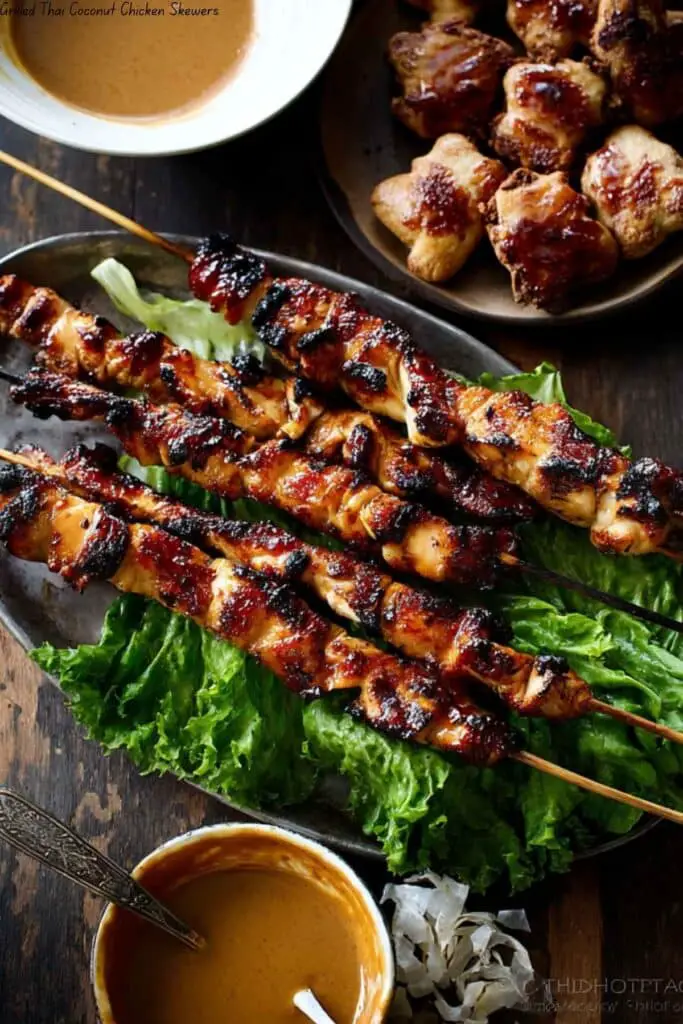 Grilled Thai Coconut Chicken Skewers 4 Grilled Thai Coconut Chicken Skewers