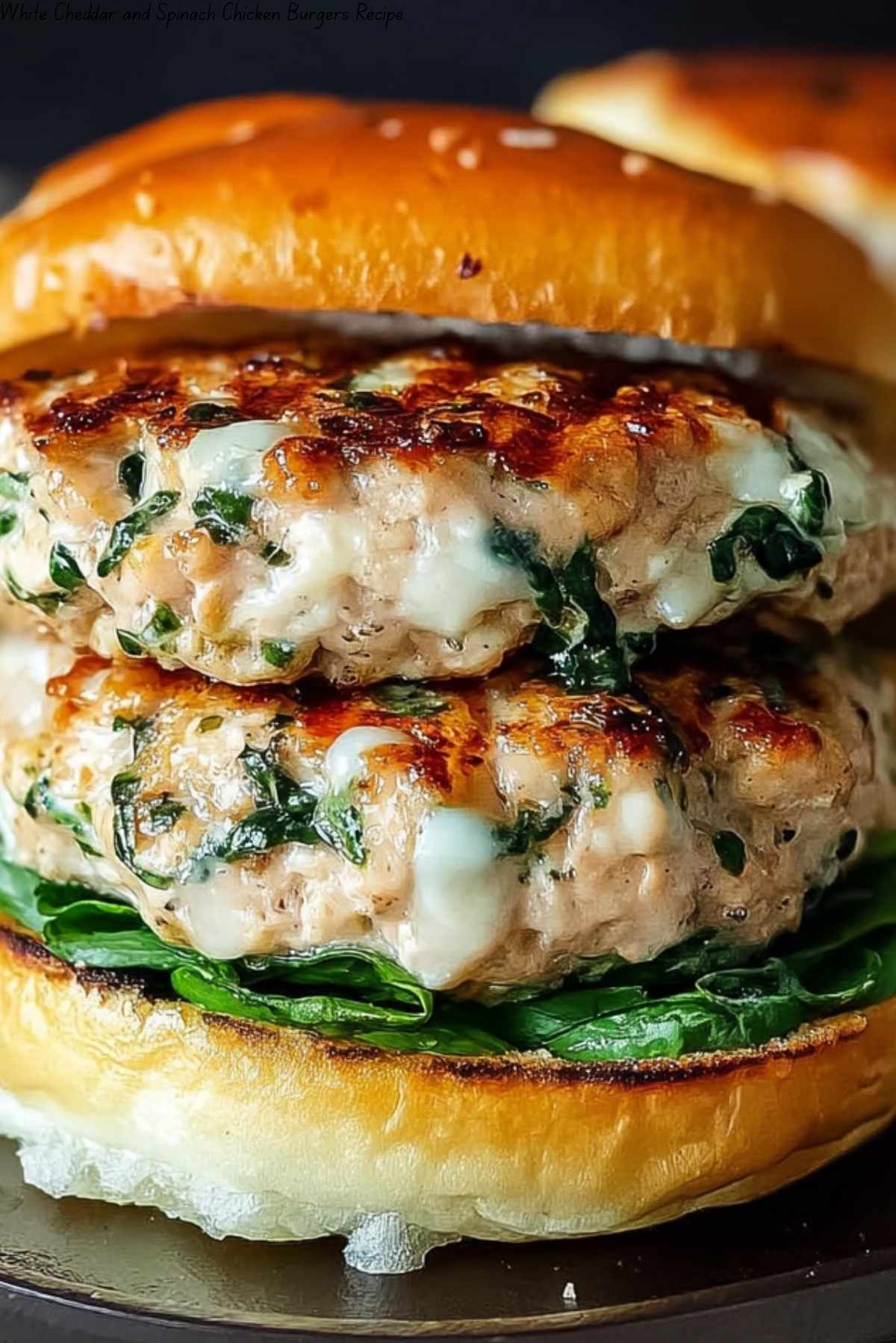 White Cheddar and Spinach Chicken Burgers Recipe