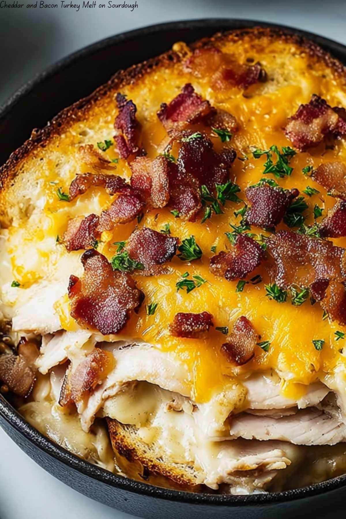Cheddar and Bacon Turkey Melt on Sourdough