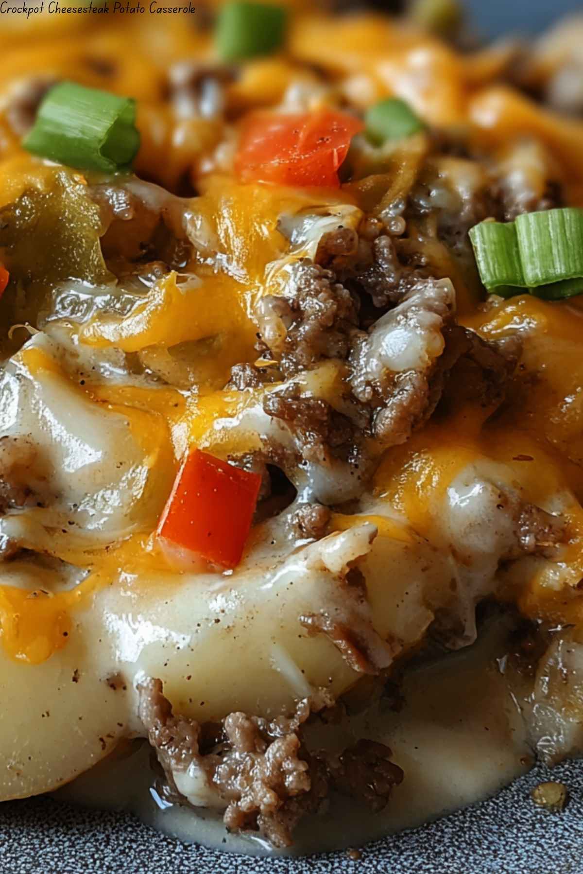 Crockpot Cheesesteak Potato Casserole