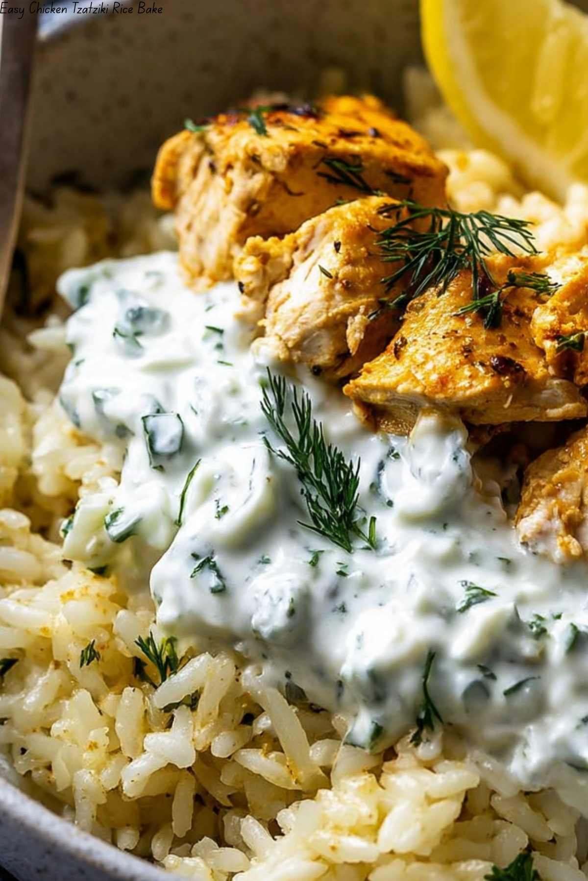 Easy Chicken Tzatziki Rice Bake