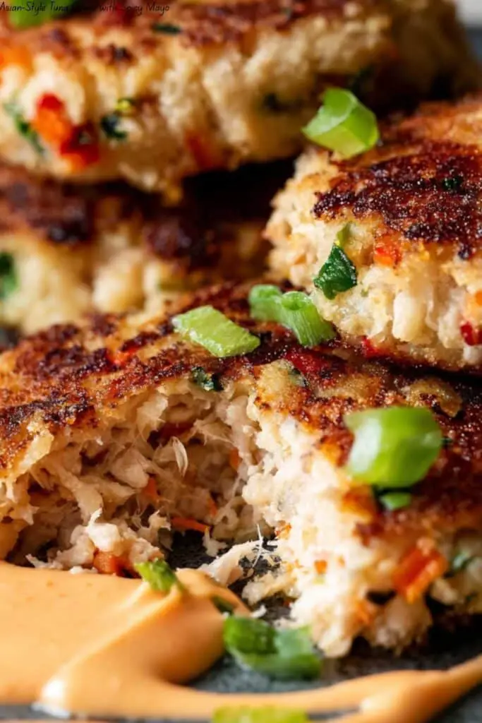 Asian-Style Tuna Cakes with Spicy Mayo 4 Asian-Style Tuna Cakes with Spicy Mayo