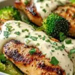 Grilled Chicken & Broccoli Bowls with Creamy Garlic Sauce