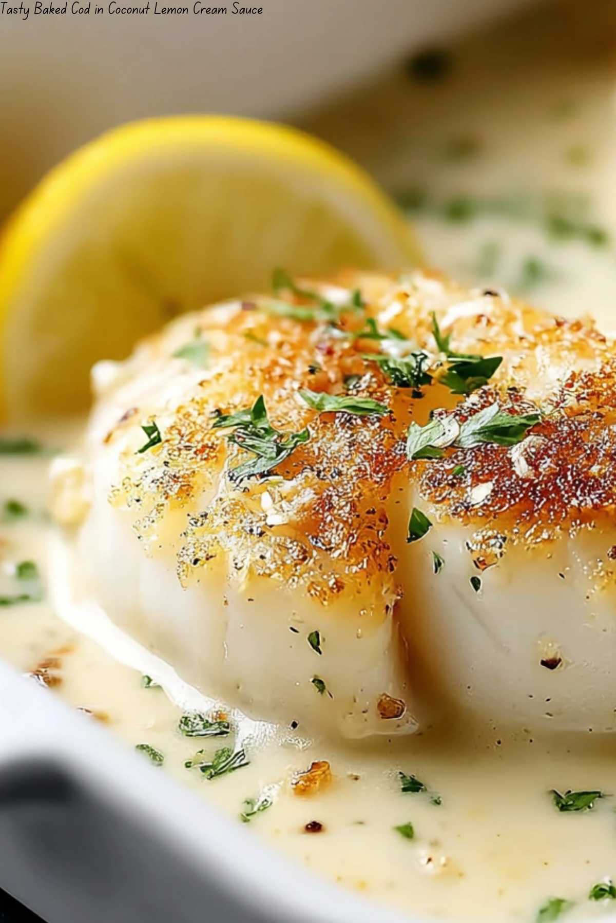 Tasty Baked Cod in Coconut Lemon Cream Sauce
