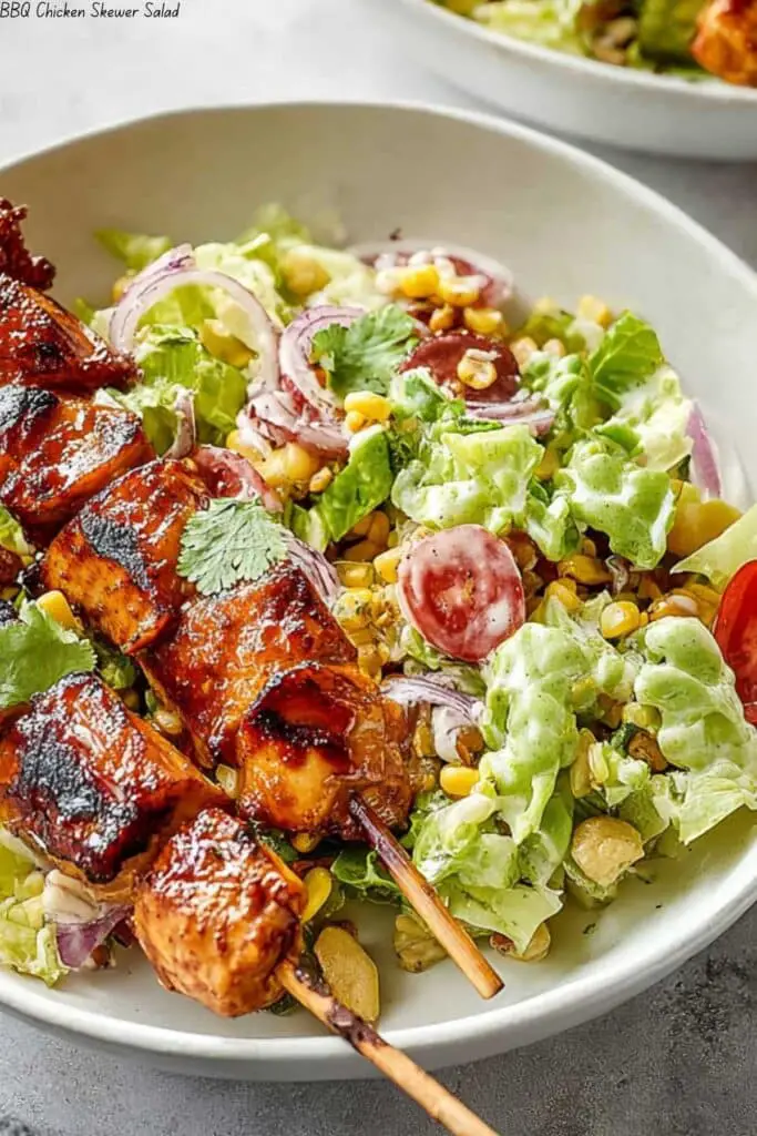 BBQ Chicken Skewer Salad 4 BBQ Chicken Skewer Salad