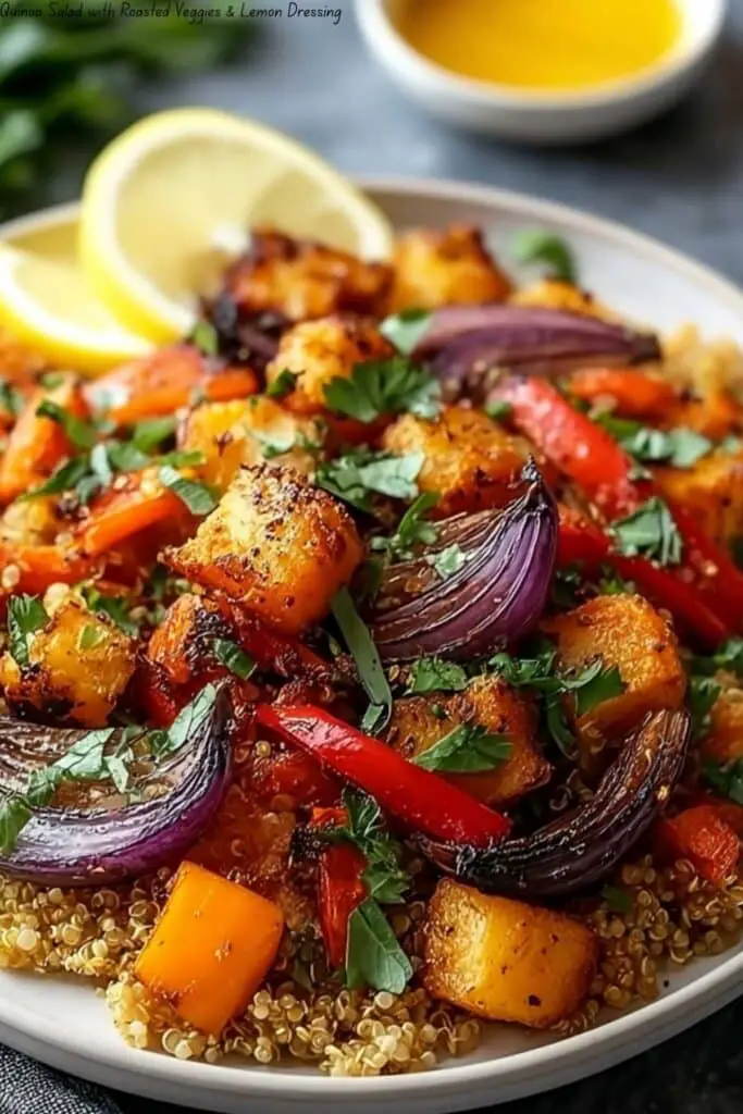 Quinoa Salad with Roasted Veggies & Lemon Dressing 4 Quinoa Salad with Roasted Veggies & Lemon Dressing