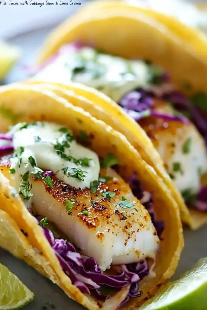 Fish Tacos with Cabbage Slaw & Lime Crema 4 Fish Tacos with Cabbage Slaw & Lime Crema